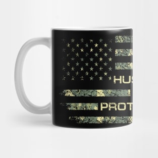 Husband Daddy Protector Hero Fathers Day Camo American Flag Mug